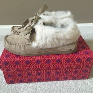 Tory Burch Fur Lined Aberdeen Moccasins Size 8